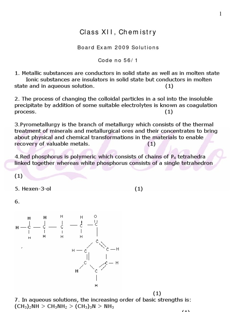 CBSE Class 12 Chemistry Solutions 2009 | PDF | Ligand | Redox