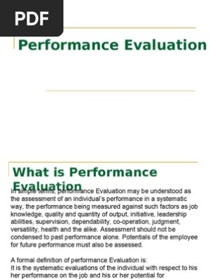 Performance Evaluation