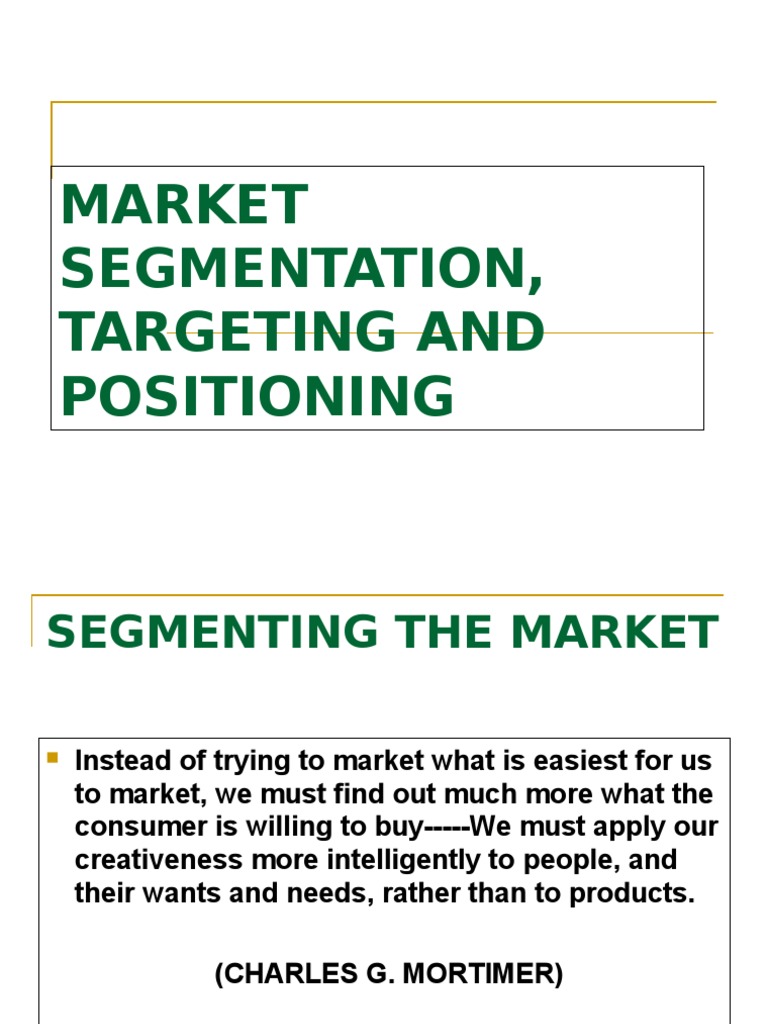 Market Segmentation and Targeting Guide | PDF | Market Segmentation ...