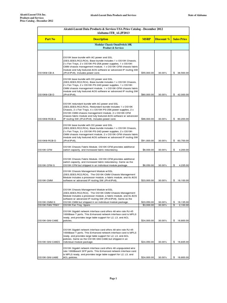 02 Alcatel Lucent Price Catalog Computer Standards Computer Engineering