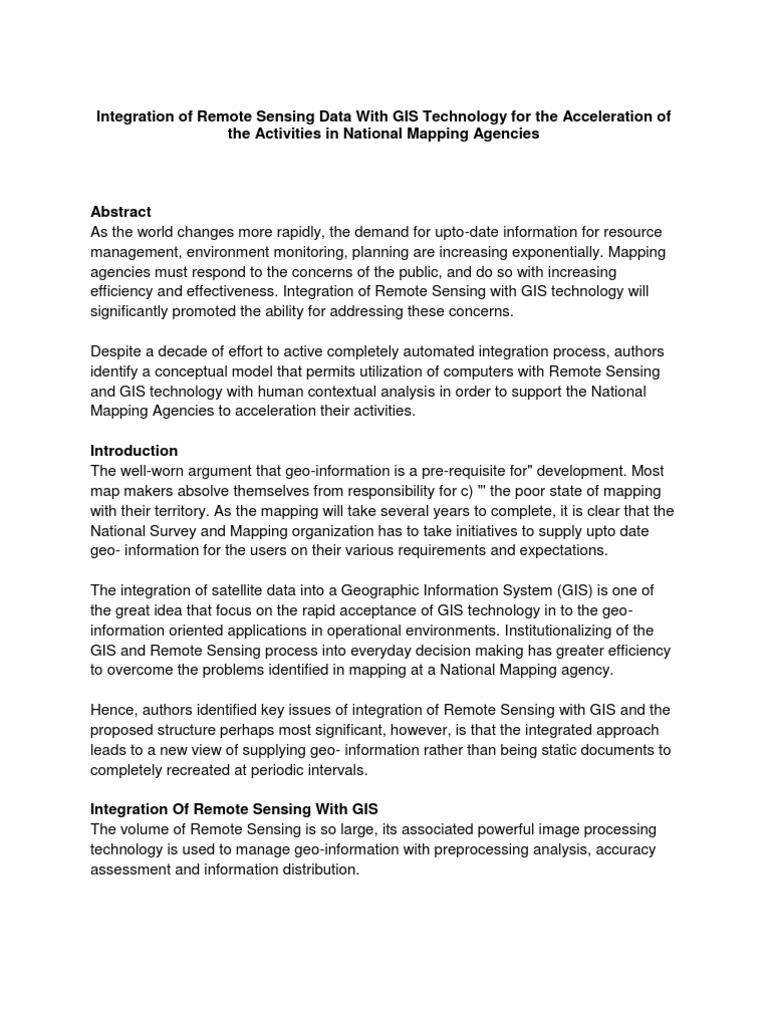 Integrating Remote Sensing with GIS | PDF | Geographic Information ...