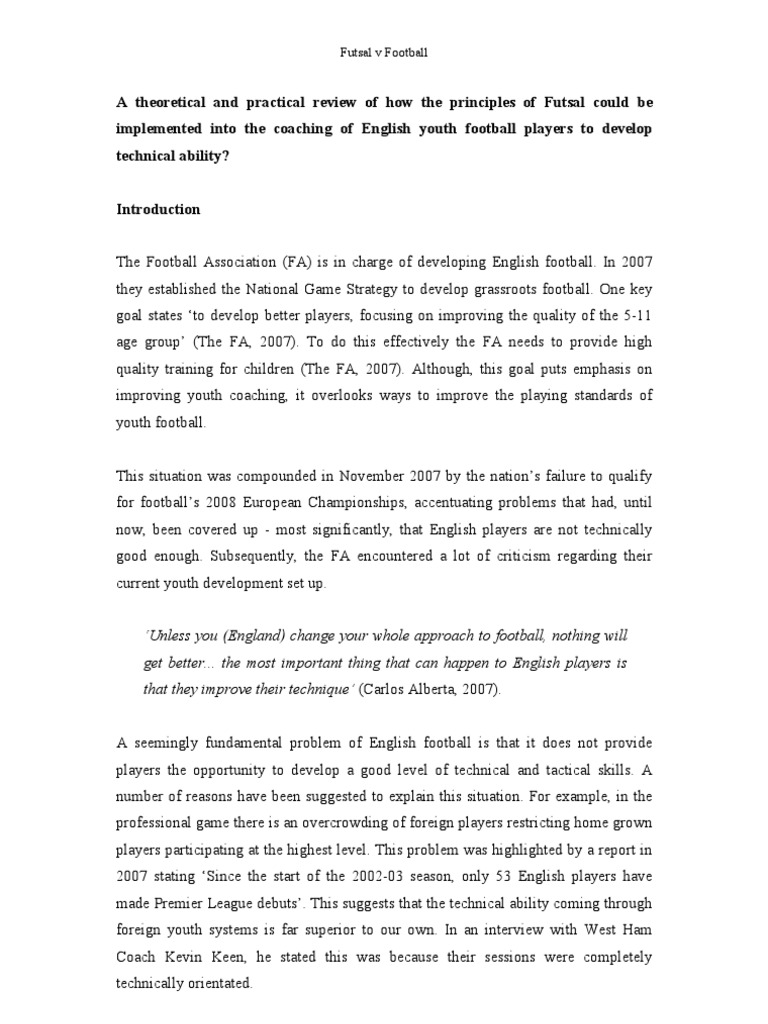 Futsal Essay | PDF | Sampling (Statistics) | Association Football