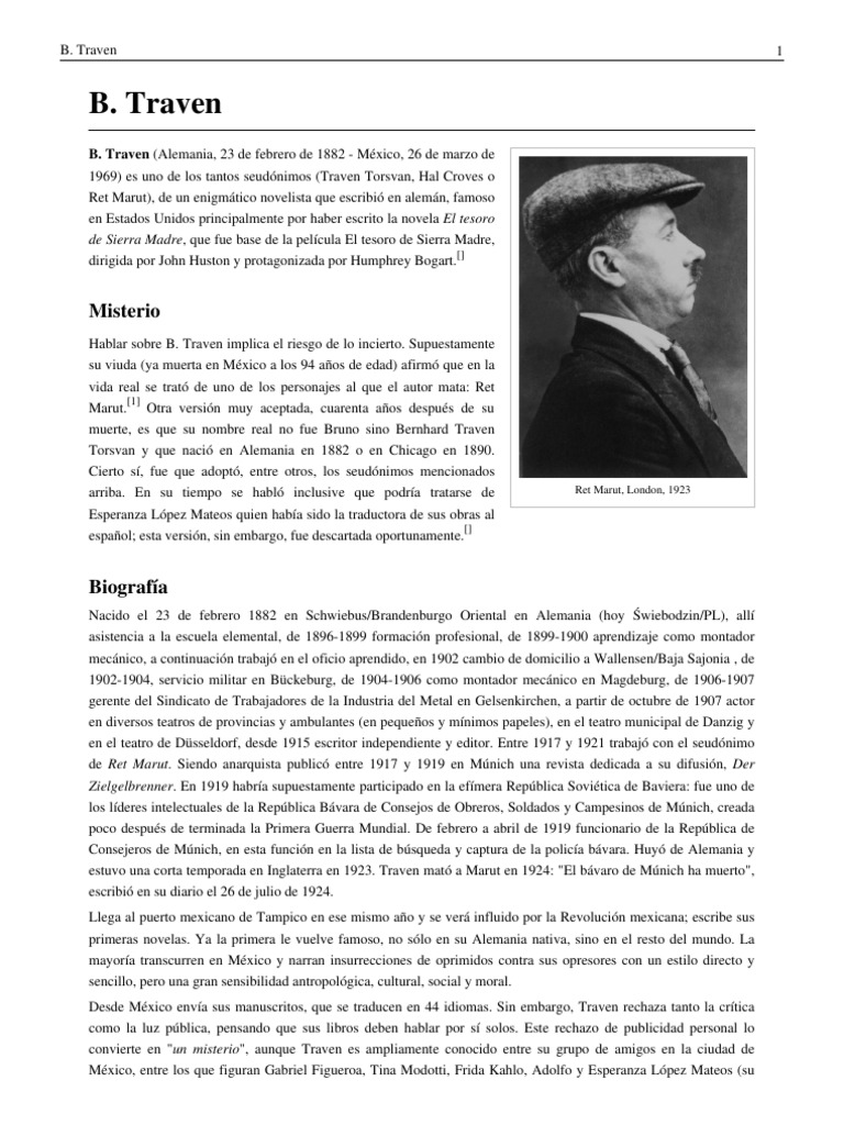 Biografía de B. Traven | PDF