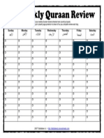 Weekly Quraan Review Chart