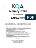 Mahaquizzer 2013 Answers