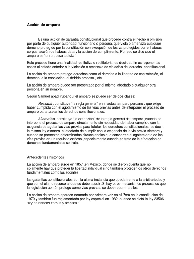 Accion de Amparo Nueva | PDF | Derecho Constitucional | Habeas corpus
