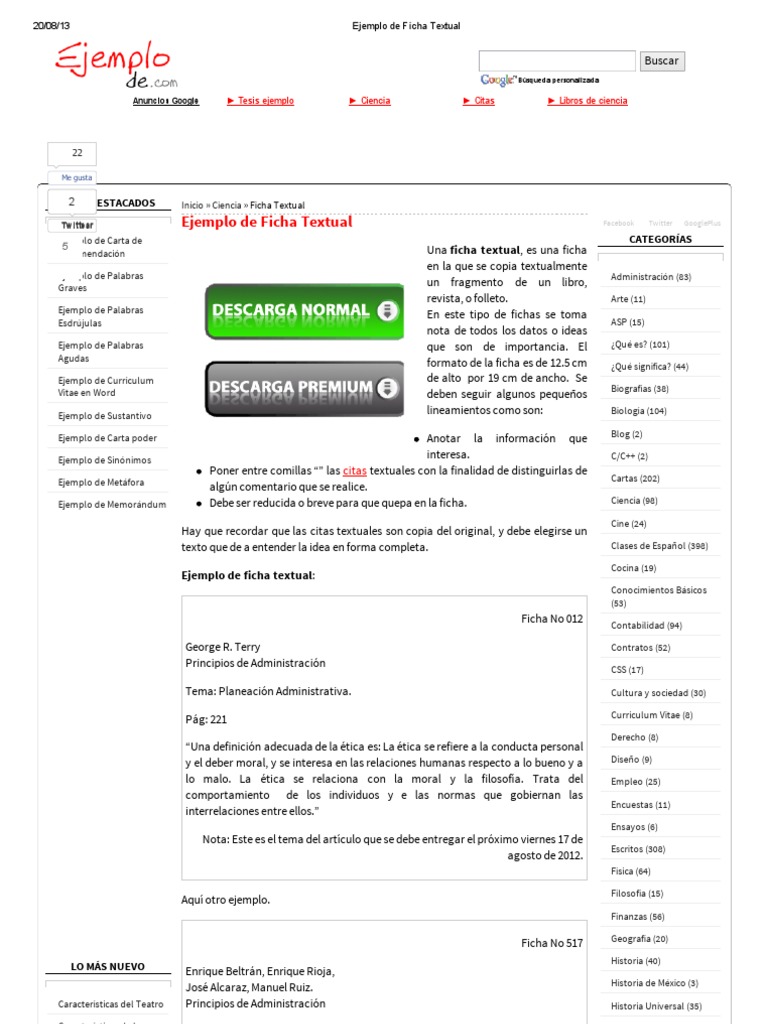 Ejemplo De Ficha Textual Branquia Moralidad