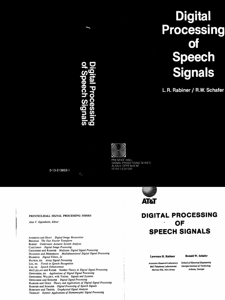 Digital Processing of Speech Signals (Rabiner & Schafer 1978) PDF