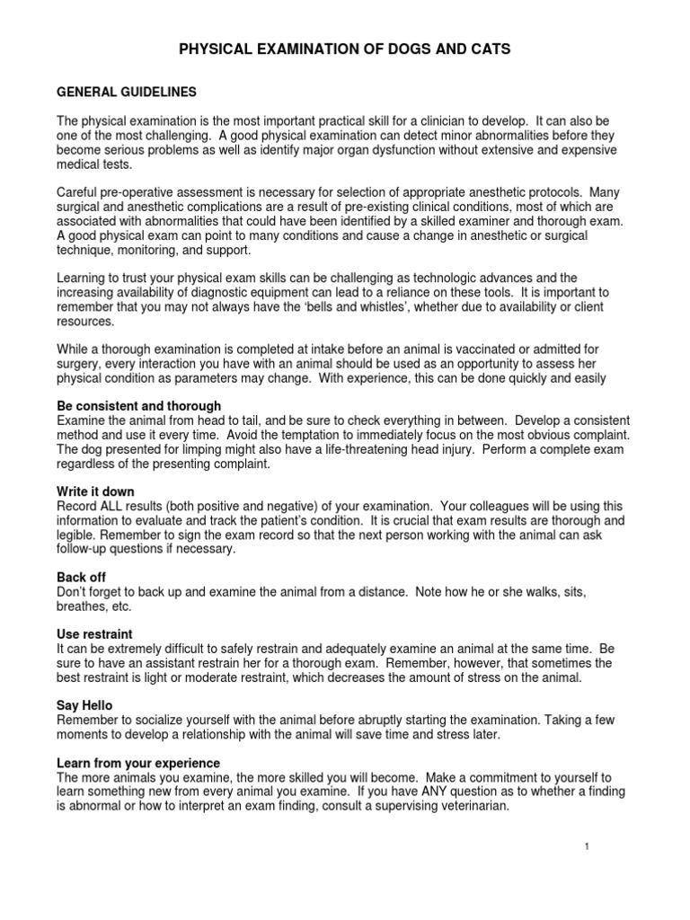 Physical Examination Of Dogs And Cats General Guidelines Heart