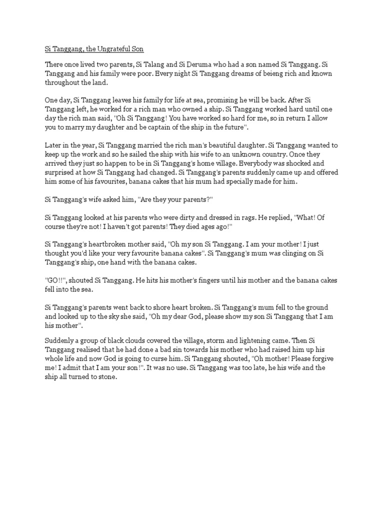 Image result for si tanggang the ungrateful son story