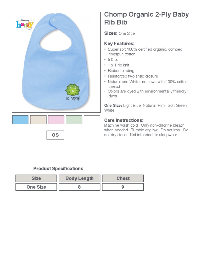 Organic 2-Ply Baby Rib Bib | PDF | Cooking, Food & Wine | Wellness