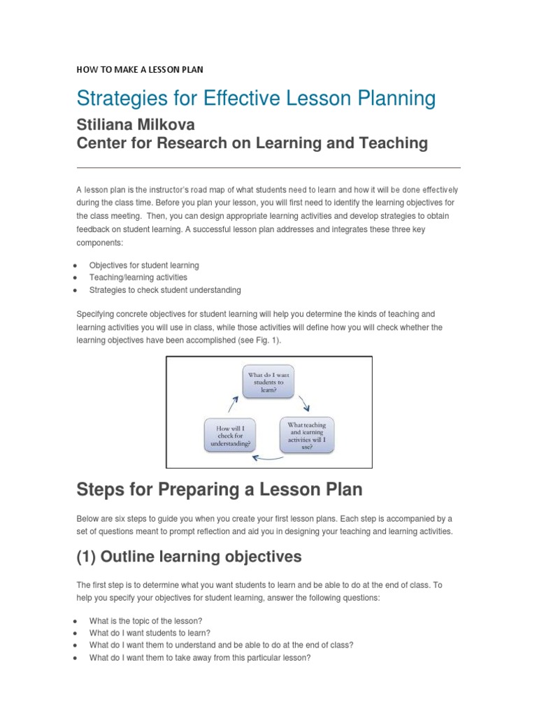 How To Make A Lesson Plan | PDF | Lesson Plan | Understanding