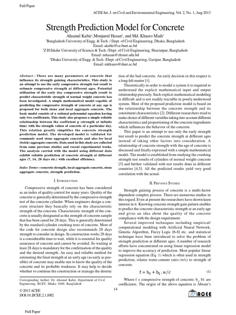 Strength Prediction Model For Concrete | PDF | Prediction ...