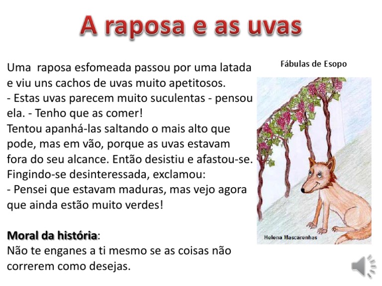 Esopo Fabula A Raposa E As Uvas Leitura E Interpretação A Raposa E
