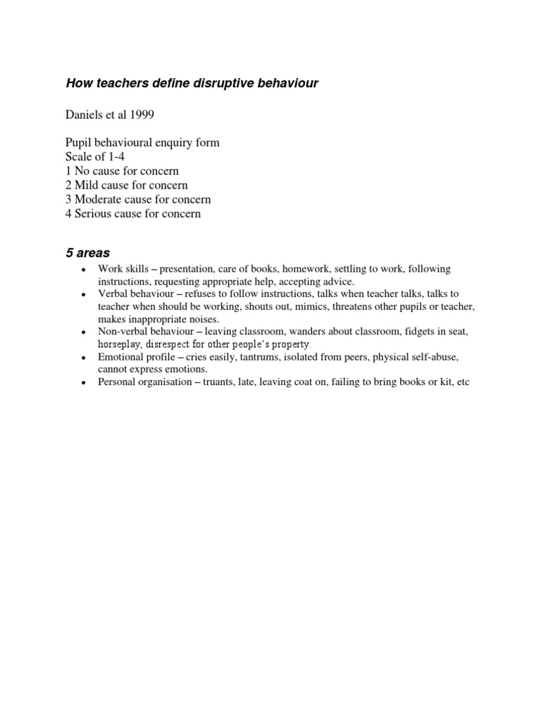 Defining Disruptive Verbal Behaviors | PDF | Career & Growth | Self ...