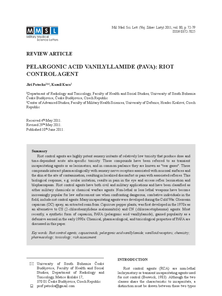 PAVARiot Control Agent Physiology Science