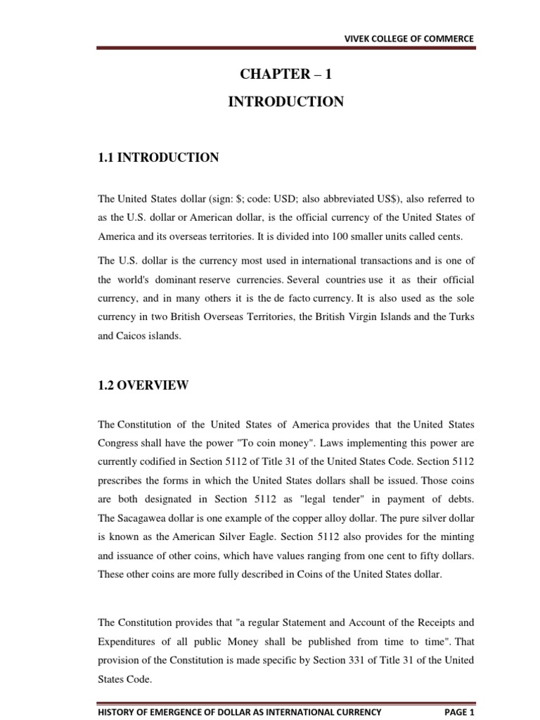 Emergence of the U.S. Dollar as Currency | PDF | United States Dollar ...
