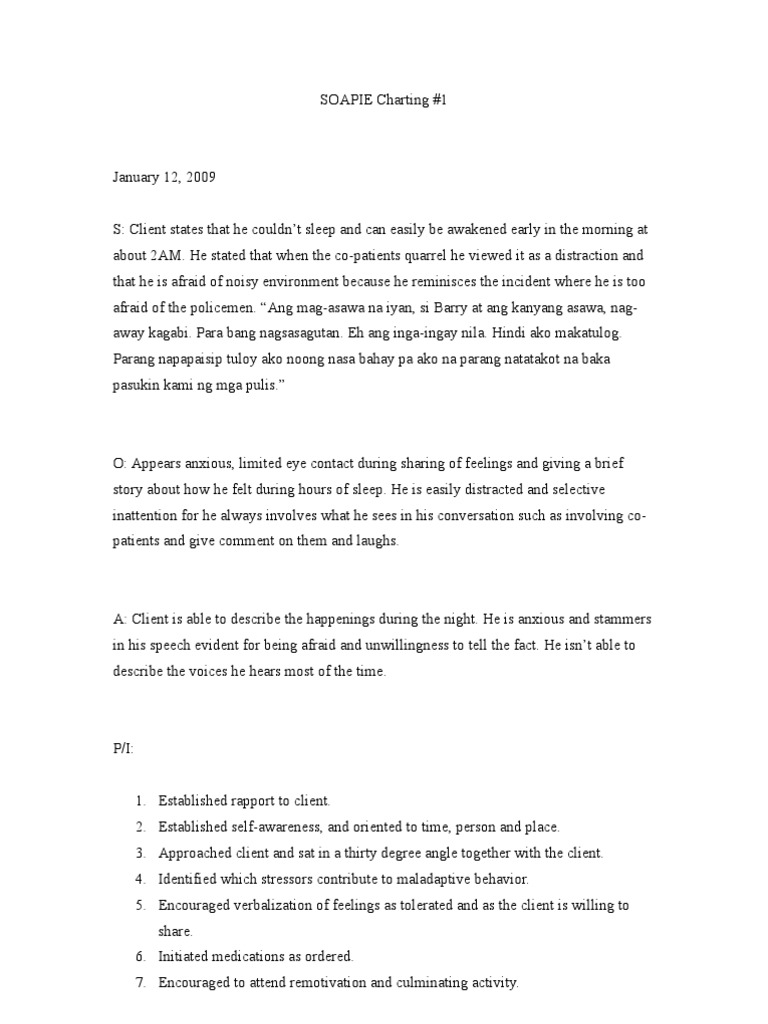 SOAPIE Nursing Documentation Examples | PDF | Behavioural Sciences ...