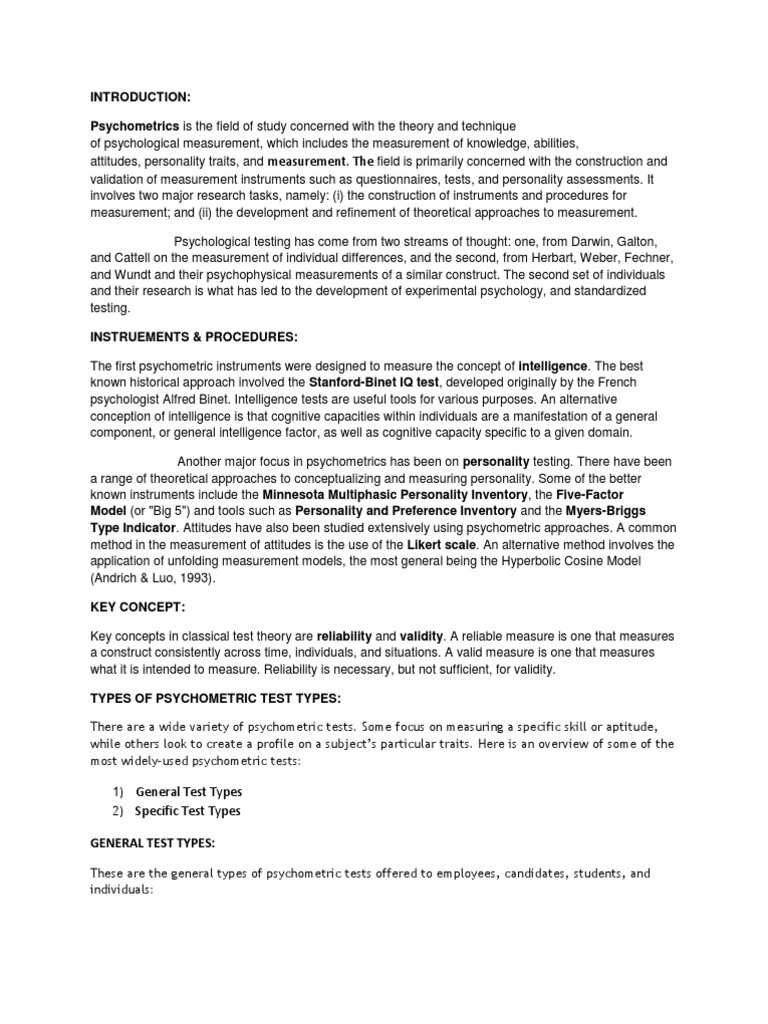 Understanding Psychometric Tests and Tools | PDF | Psychometrics | Test ...