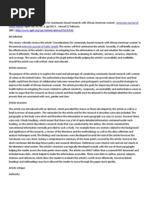 Article Review Sample