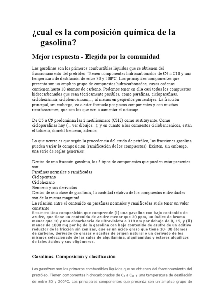 Composicion Quimica de La Gasolina (1)