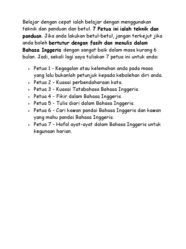 7 Petua Pandai Bahasa Inggeris Pdf