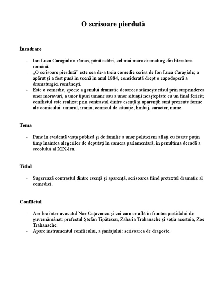 O scrisoare pierduta