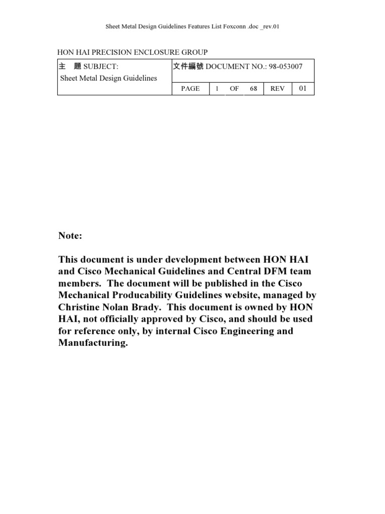 Sheet Metal Design Guideline 98053007 30006 | PDF | Metals | Metalworking