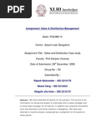 Assignment: Sales & Distribution Management: Batch:PGCBM 14