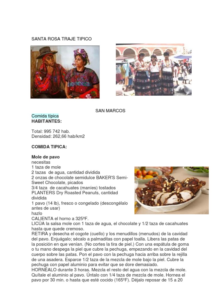 Comida y Trajes Típicos de Santa Rosa | PDF | Alimentos | Comida y bebida