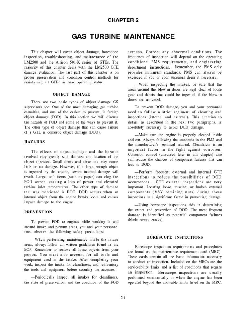 Gas Turbine Maintenance Pdf Transmission Mechanics Turbine