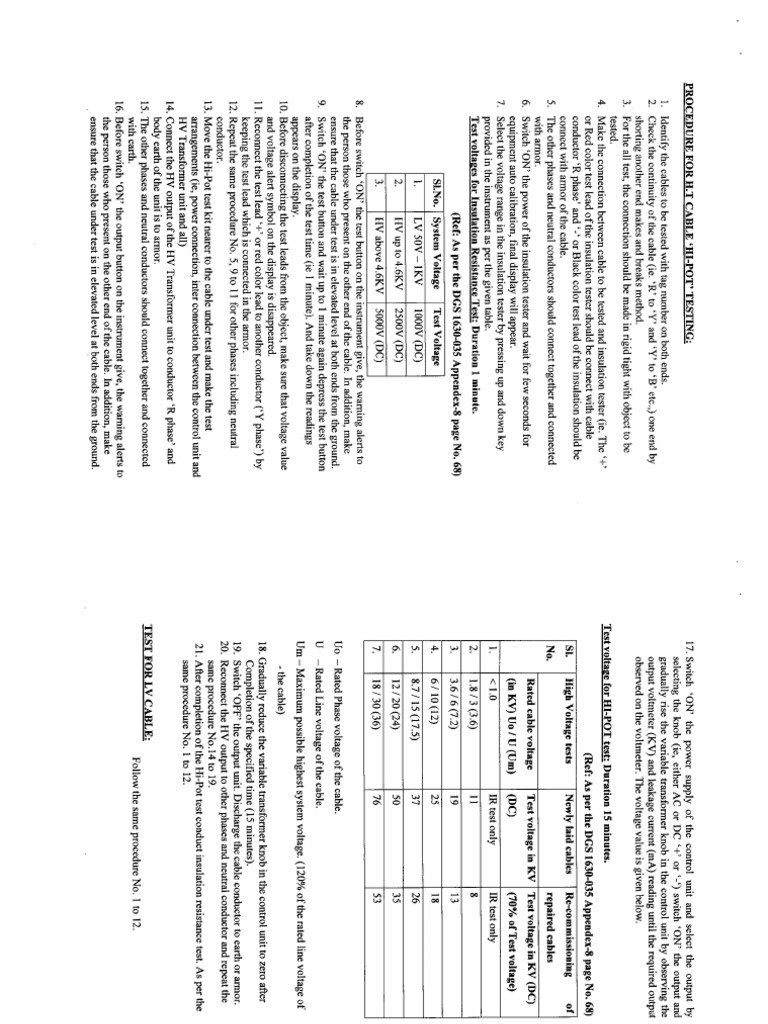 High Pot Test Procedure