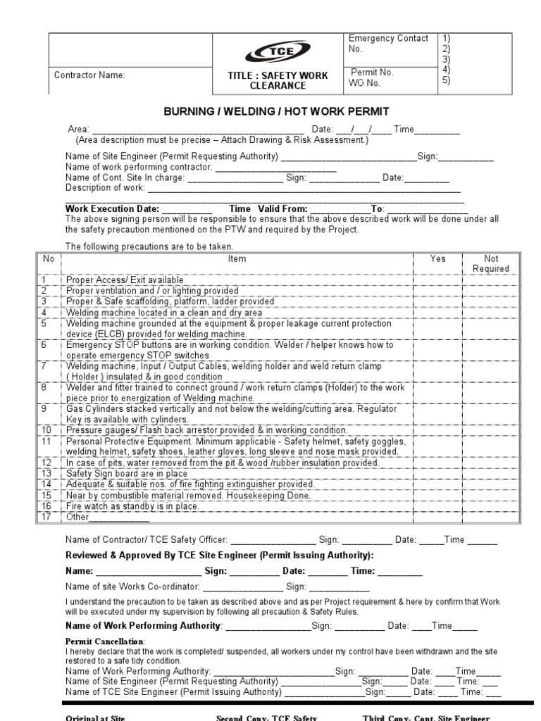 Permit PDF Scaffolding Welding