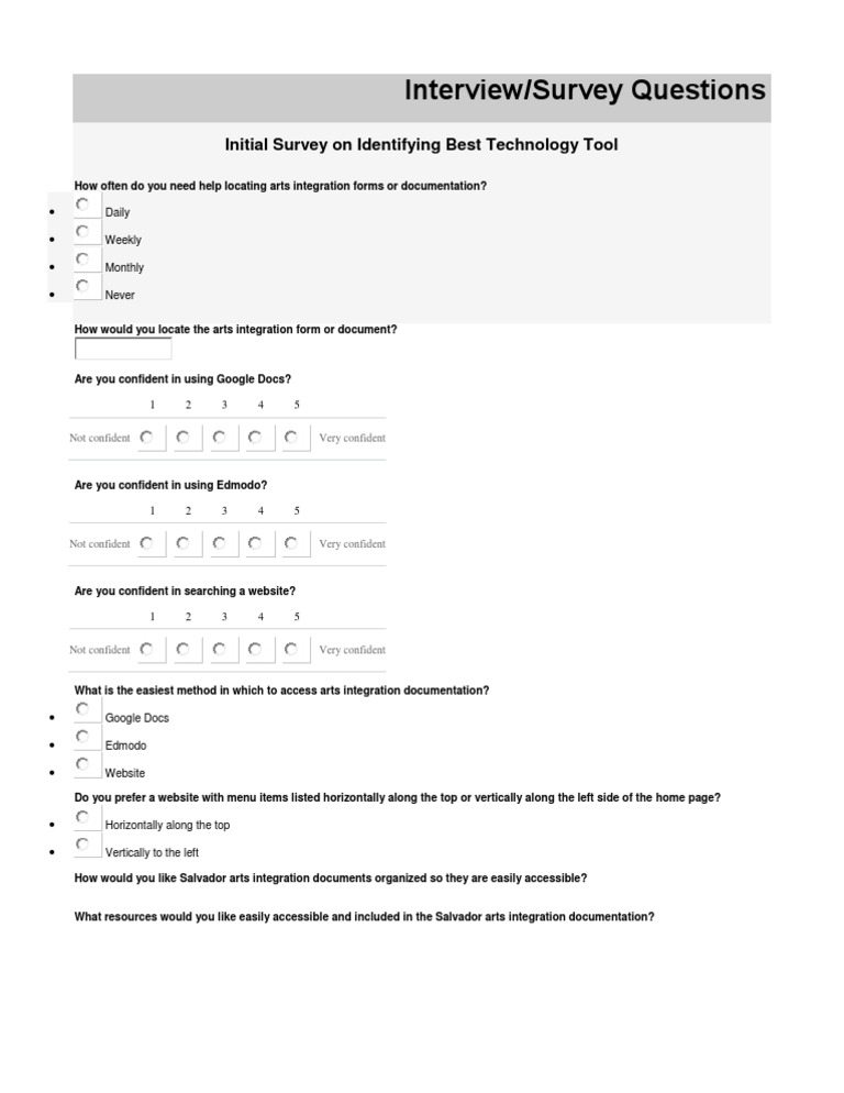Best Technology Tool Survey Questions | PDF