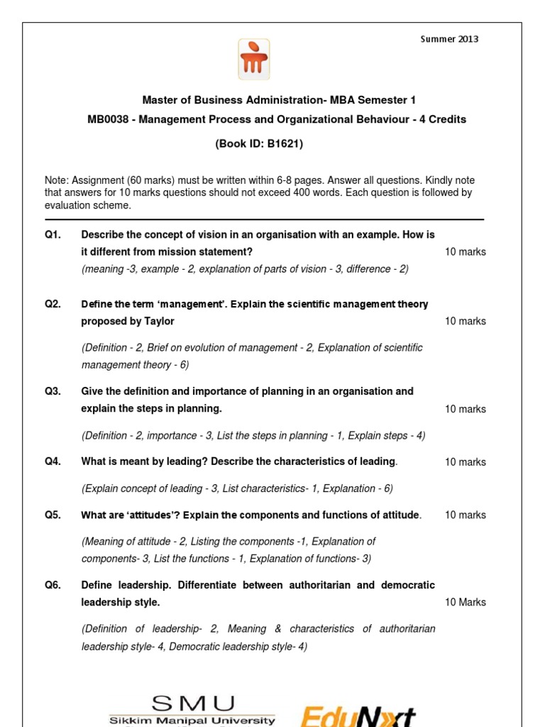 Master of Business Administration-MBA Semester 1 MB0038 - Management ...