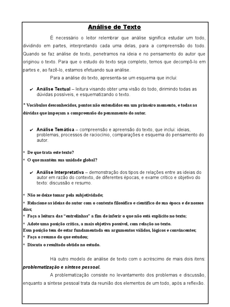 Como Fazer Uma Analise Textual | PDF