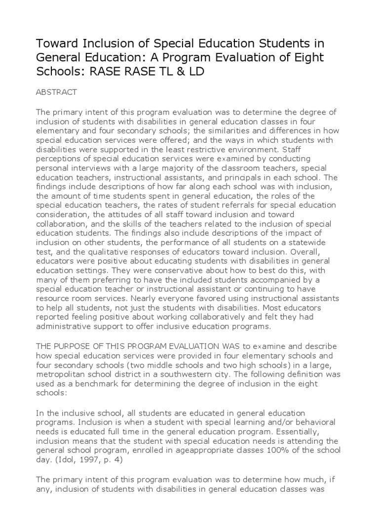 Toward Inclusion of Special Education Students in General Education ...