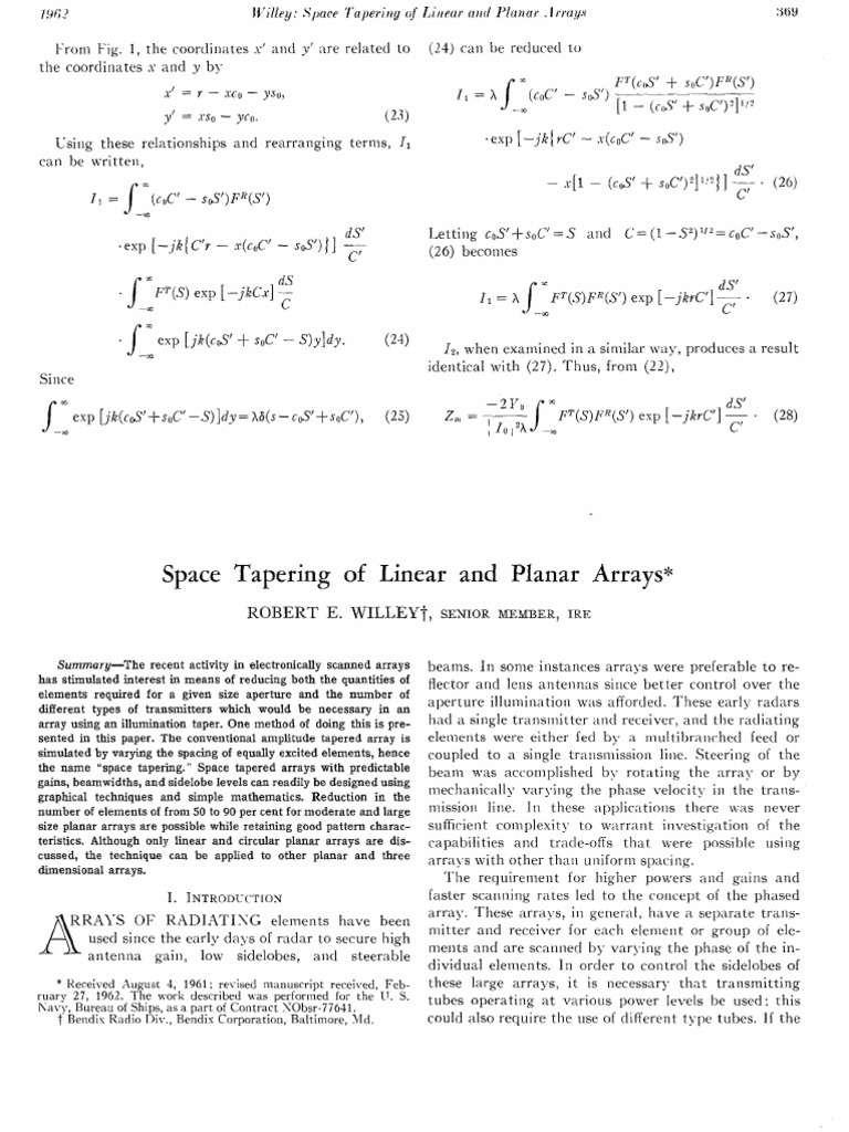 Space Tapering of Linear and Planar Arrays | PDF | Matrix (Mathematics ...