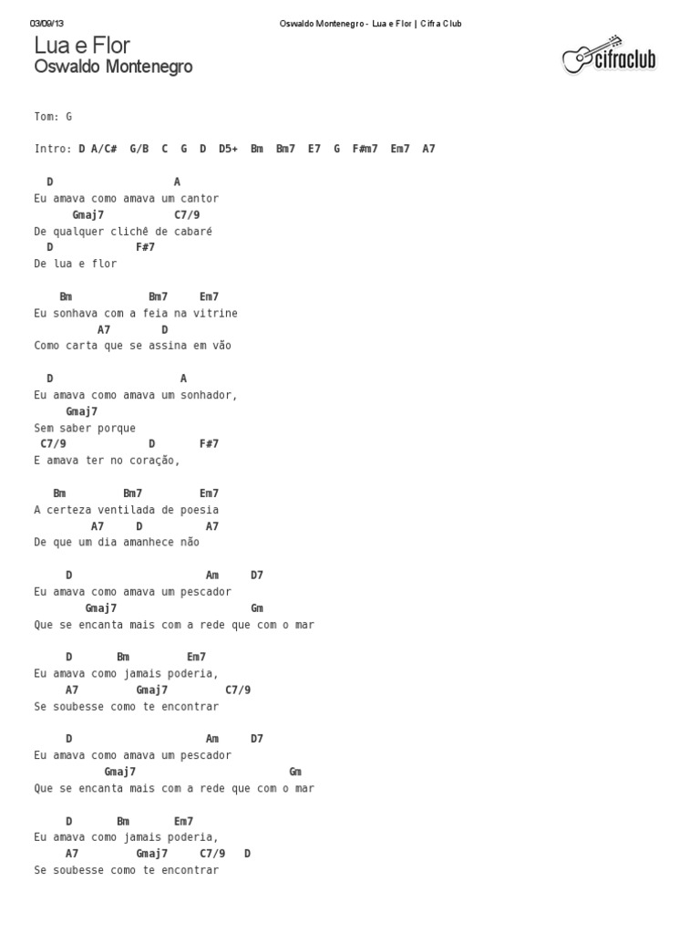 Oswaldo Montenegro - Lua e Flor - Cifra Club | PDF