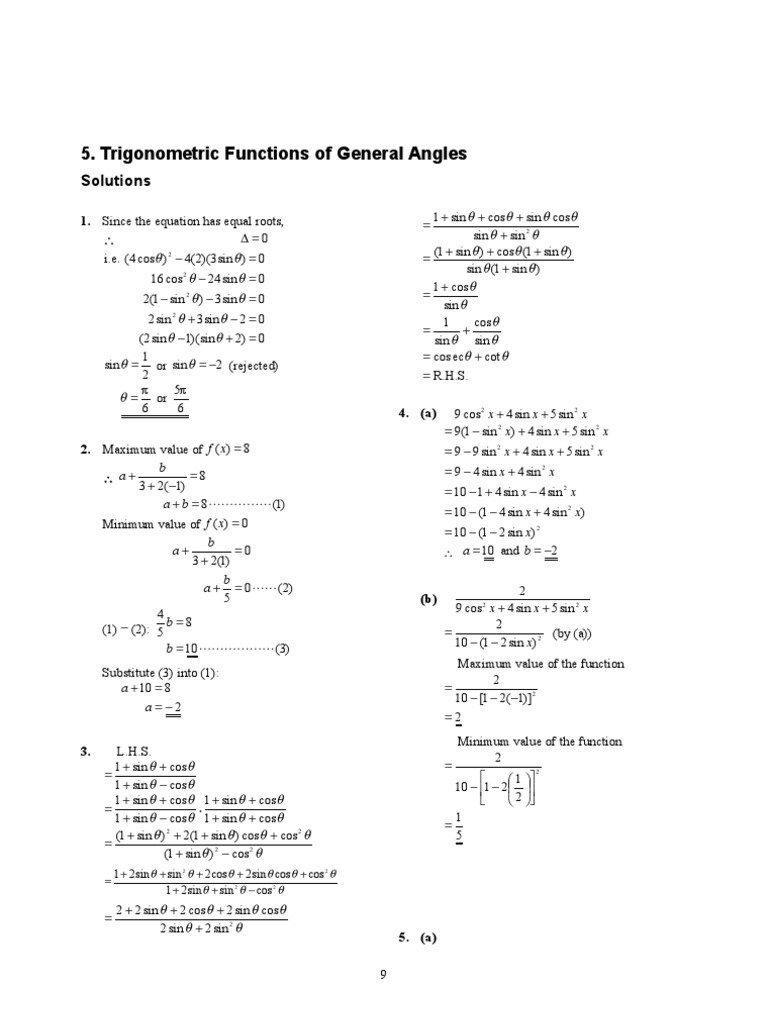 NewProgress - AMaths TB (Sol) - ch05 | PDF | Sine | Trigonometric Functions