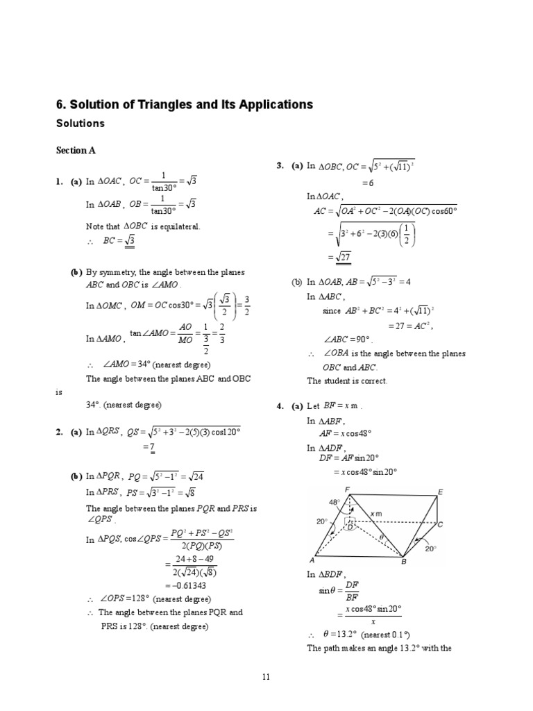 Triangle Solutions and Angle Calculations | PDF | Sine | Angle