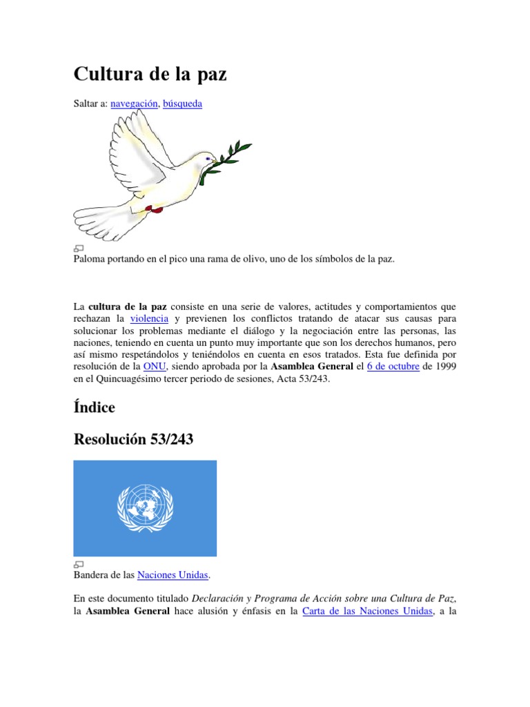Cultura de La Paz | PDF | Naciones Unidas | Relaciones Internacionales