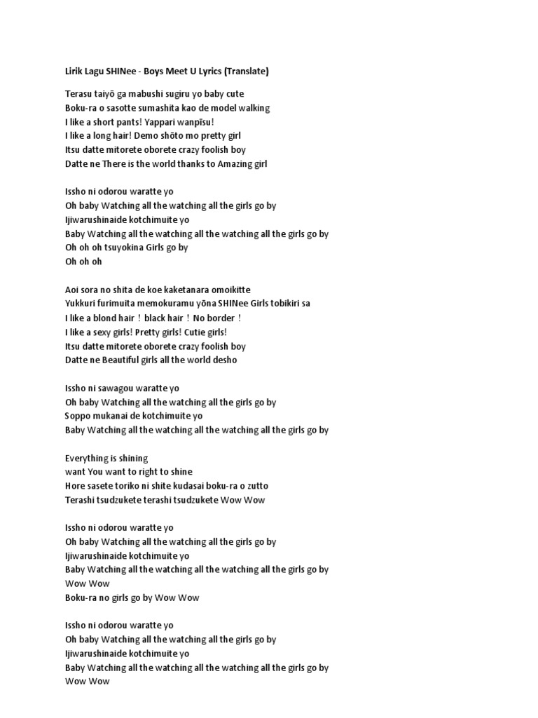 Lirik Lagu Shinee Leisure