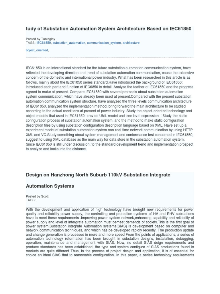 IEC 61850 Substation Automation Overview | PDF | Ethernet | Computer ...