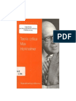 Teoría Crítica Max Horkheimer