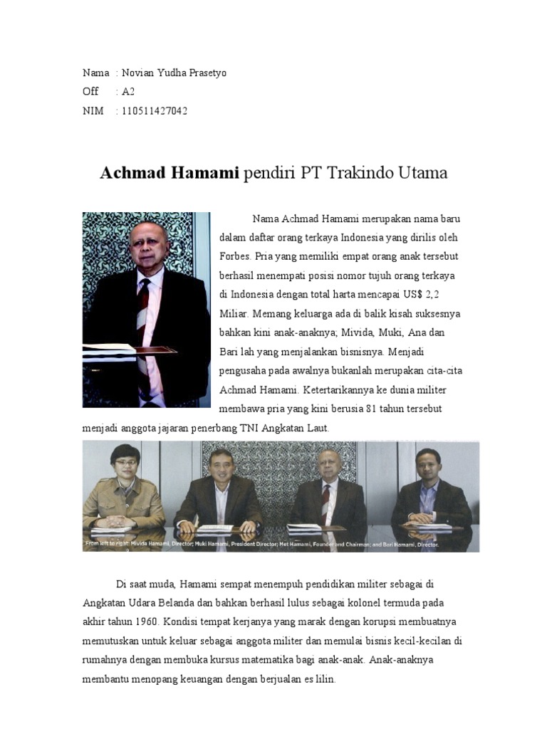 Achmad Hamami: Pendiri Trakindo Utama | PDF