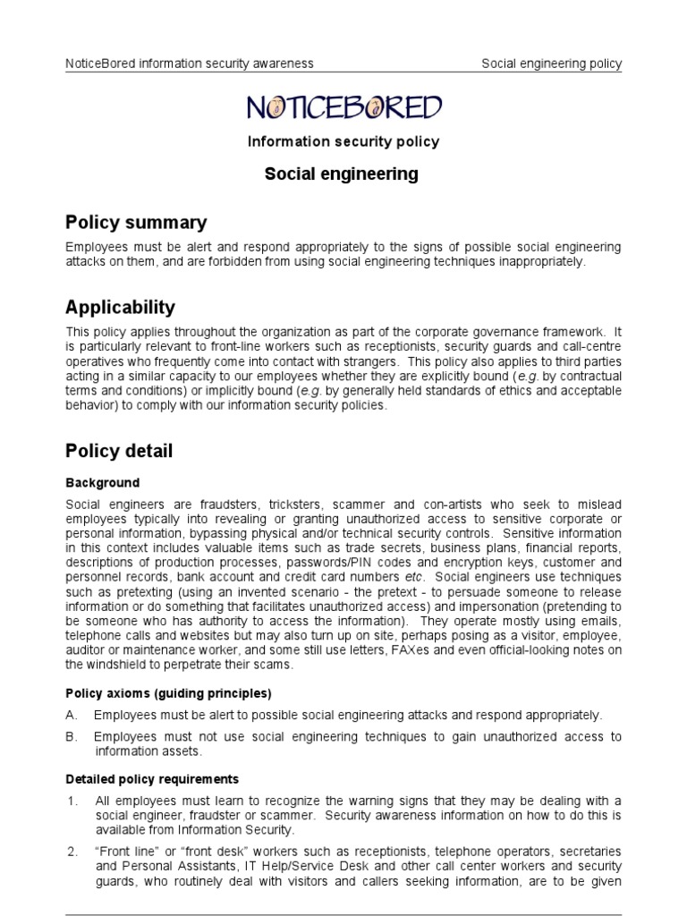 22-nb-model-policy-on-social-engineering-pdf-social-engineering