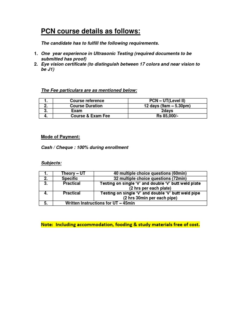 PCN Level II Course Details and Fees | PDF