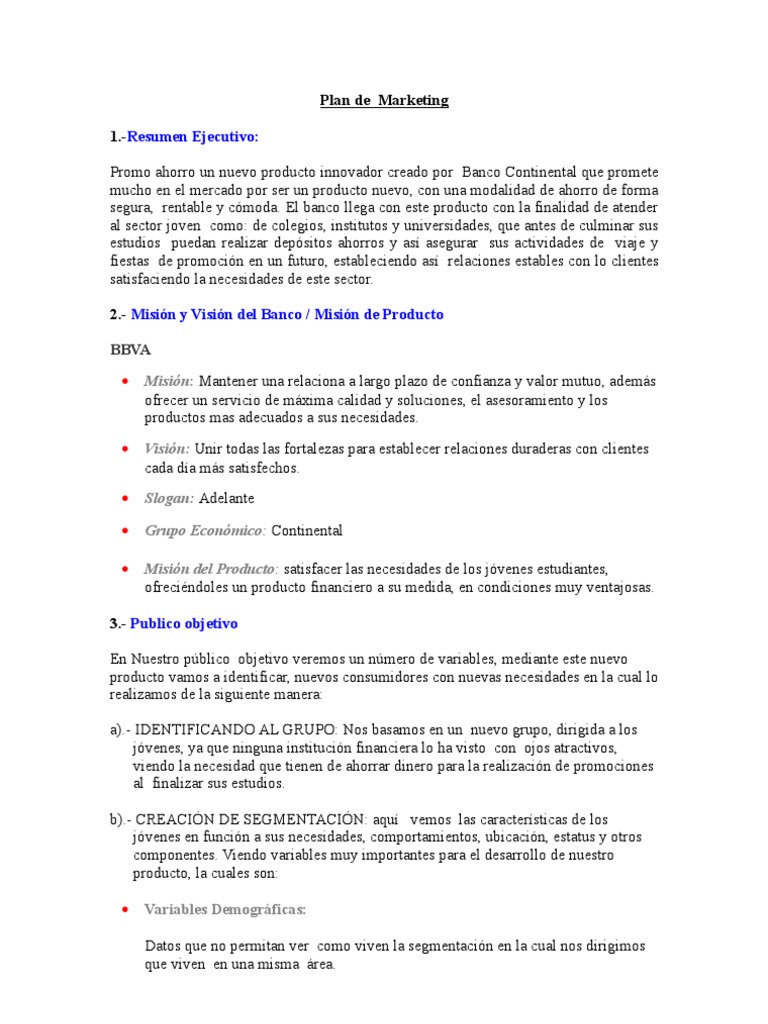 Plan de Marketing para Producto Ahorro Joven | PDF | Bancos | Producto ...