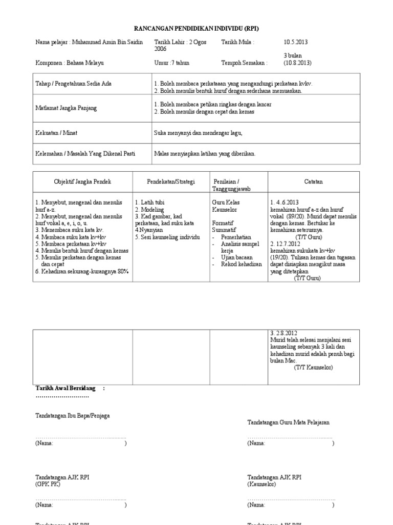 RPI - Borang Format Rpi | PDF | Seni & Disiplin Bahasa